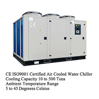 CE ISO9001 인증 공기 냉각 물 냉장기 냉각 용량 10 ~ 500 톤 주변 온도 범위 5 ~ 45 °C
